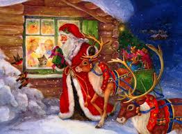 Santa claus and cute blonde snow maiden picture. Painting Of Santa Claus Hd Wallpaper Wallpaper Flare