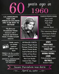 Personalized 60th Birthday Chalkboard Poster 1960 Facts Etsy Birthday Chalkboard 60th Birthday 60th Birthday Decorations