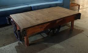 Mill cart coffee table made of solid rustic oak wood. Refinished Industrial Cart Coffee Table Salvage One