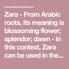 Zara From Arabic Roots Its Meaning Is Blossoming Flower Splendor Dawn In This Context Zara Can Be Used In The Ar Meant To Be Polish Language Book Names