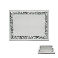 Marble effect placemat rectangle table mats glass edges heat insulation decor ma. Set Of 2 Multi Crystal Diamante Mirrored Glass Rectangle Table Mats Placemats Ebay