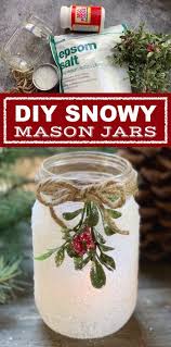 Diy Christmas Craft Snowy Mason Jar Tea Light Holders Mason Jar Christmas Crafts My Blog