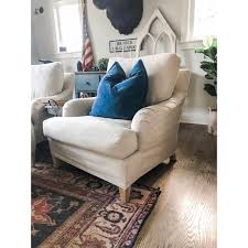 How to sew a slipcover for an ottoman, calculate the pattern pieces, figure out how much fabric to buy, and also upholster to make the ottoman poofy and soft. Lee Industries English Arm Slipcovered Chairs And Ottomans A Pair Chairish Slipcovers For Chairs Chair And Ottoman Set Chair And Ottoman