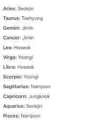 People born under the sign of cancer are often very artistic, and many of them know how to communicate their rich emotional cues in their essence they are introverts who do not like to attract the attention of others, but this is what makes them even more fascinating. Kpop Astrology On Twitter Signs For Your Bts Soulmate Https T Co Ekjuxgs6wj