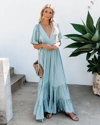Floor Length Half Sleeve V Neck Fashion Summer Dress Cindymod Tiered Maxi Dress Summer Fashion Dresses Maxi Dress