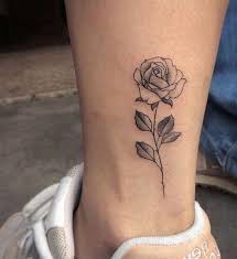Idea For A Tattoo On An Ankle For A Girl Small Rose Tattoo With Stem And Leaves Uncategorized Black Rose Tattoos Small Rose Tattoo Rose Tattoos