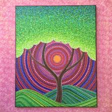 Puntillismo facil puntillismo tecnica dibujos con puntillismo dibujo bodegon arte de collage técnicas de arte como dibujar a lapiz aprender a dibujar dibujos de puntos. Colorful Print Laminated On Woodblock Tree Of Di Elspethmclean Mandala Art Pittura Di Mandala Dipinti Artistici