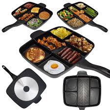 Sectioned Non Stick Grill Pan Grill Fries Cool Kitchen Gadgets Cooking Gadgets