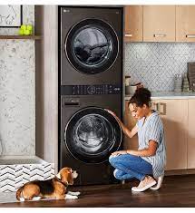 Most stackable washers have a matching dryer, and these become a great solution for limited square footage. Lg Single Unit Front Load Lg Washtower With Center Control 4 5 Cu Ft Washer And 7 4 Cu Ft Gas Dryer Wkgx201hba Lg Usa
