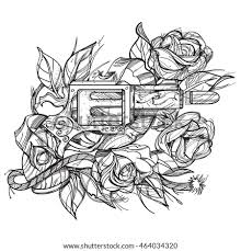 Printable gangsta tattoo coloring pages. Gun And Roses Tattoo Coloring Pages