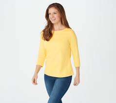 Isaac Mizrahi Live Essentials Boat Neck 3 4 Sleeve Knit Top Qvc Com