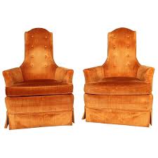 This accent chair will instantly add a touch of style to your living room or bedroom that will leave your. Vintage Hollywood Regency Orange Velvet High Back Pair Of Chairs By Perfection For Sale At 1stdibs