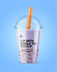 Download Milk Bubble Tea Cup Mockup In Cup Bowl Mockups On Yellow Images Object Mockups