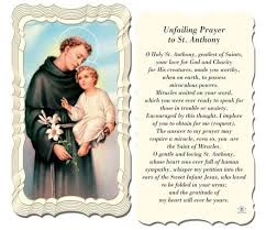 Unfailing Prayer To St Anthony Saint Francis Prayer St Anthony Prayer St Anthony Prayer Lost