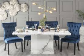 White marble coffee table set of two, for home, size/dimension: Urban Deco Naples 200cm White Marble Dining Table With 6 Courtney Blue Chairs Cfs Furniture Uk