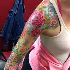 Add to favorites 8 sheets petal 3d black flower rose temporary tattoos, waterproof fake body art arm sketch tattoo stickers for womem shoulder arm,#tato32ltp. 30 Fabulous Floral Sleeve Tattoos For Women Tattooblend
