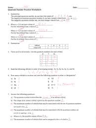 If you know only the following information can you always determine what the element is? Quantum Number Practice Worksheet Key