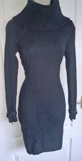 Rare Karen Millen Cowl Neck Zip Knit Bodycon Jumper Dress Size 2 10 8 Black Fashion Clothing Shoes Accessories Women Jumper Dress Dresses Black Knit Dress