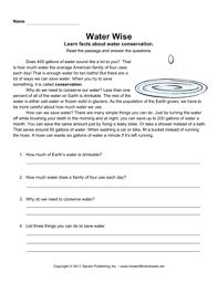 Water Conservation Comprehension Reading Comprehension Worksheets Comprehension Passage Comprehension