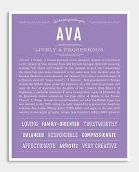 Ava Name Art Print Classic Names Personalized Art Print Names With Meaning