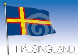 halsingland regional flag on the blue sky sweden vector illustration flag vector illustration illustration
