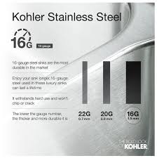 Aktuelle preise für produkte vergleichen! Kohler K 3672 Na Stainless Steel 8 Degree 33 Double Basin Under Mount 16 Gauge Stainless Steel Kitchen Sink With Silentshield And Smart Divide Faucetdirect Com
