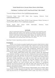 Pdf Teknik Menulis Review Literatur Dalam Sebuah Artikel Ilmiah