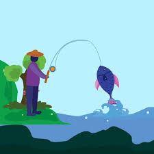 مثال على الناس الذين هم الصيد في البحر Sea Fish Illustration Holiday Decor