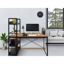 You'll save on office space and utility costs, and your employees will save on gas and other costs of a daily commute. Leo Space Saver 48 Computer Desk With Bookshelf Brown Black Best Buy Canada