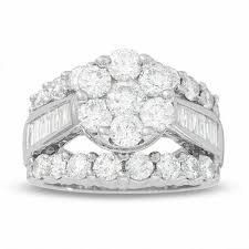 4 Ct T W Composite Diamond Cluster Engagement Ring In 14k White Gold
