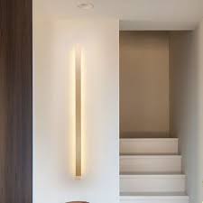 Simple Linear Wall Light Fixture Metal Led Stairway Sconce Lamp In Gold White Light Sconce Light Fixtures Wall Mounted Light Sconce Lighting