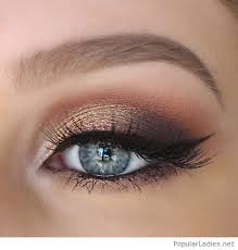 gold and brown eye makeup for blue eyes