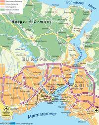 Reisen auf dem frachtschiff von europa nach nahost, fernost und den mittleren osten in 15 länder. Karte Von Istanbul Stadt In Turkei Welt Atlas De
