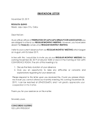 I will be unable to. Invitation Letter