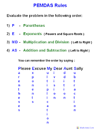 Order Of Operations Worksheets Order Of Operations