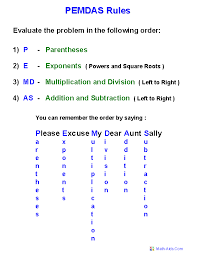 order of operations worksheets order of operations