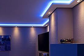 Indirektes licht im weitläufigen wohnzimmer. Bendu Moderne Stuckleisten Bzw Lichtprofile Fur Indirekte Beleuchtung Von Wand Und Beleuchtung Wohnzimmer Decke Deckenbeleuchtung Led Beleuchtung Wohnzimmer