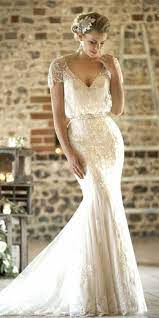 Vintage Inspired Wedding Dresses Young Blonde Bride Looking Down Wear Vintage Style Wedding Dresses Vintage Inspired Wedding Dresses Long Sleeve Wedding Gowns
