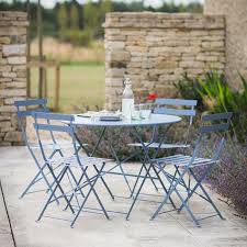 Bistro tables come in a variety of different materials, so you can find the one that best suits your needs. Dorset Blue Large Bistro Set Of Table And 4 Chairs Outdoor Patio Set Bistro Table Set Bistro Set