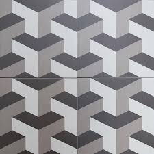 Most tile showrooms have displays of floor patterns and the sales staff can recommend sizes and configurations to suit your space. Cubic Geometric 3d Style Floor Tiles Encaustic Look Porcelain Tiles Grey Shades With Funky Retro Pattern Kitchen Design 201 Tile Patterns Tiles Tile Floor
