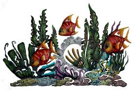 3d Relief Nautical Metal Wall Art Decorative Ocean Floor Scene Nautical Metal Wall Art Nautical Wall Art Metal Wall Art