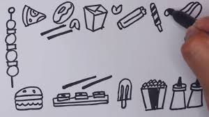 fast food speed drawing رسم إطار للوحة أكل سريع برغر بيتزا شيش طاووق بطاطس chocolate e 9