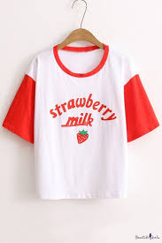 Summer Strawberry Milk Graphic Printed Round Neck Short Sleeve Tee Aesthetic T Shirts Kawaii Shirts Kawaii Clothes