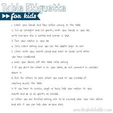 Table Etiquette Free Kitchen Printables Table Etiquette Kids Tea Party Manners For Kids