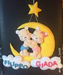 Fiocco Nascita Gemelli Pannolenci Fatto A Mano Nascita Fatto A Mano Oggetti Fatti A Mano