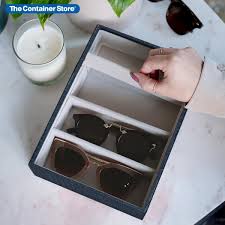 Stackers Navy Vegan Crocodile Classic Premium Jewelry Box Sunglasses Storage Box Sunglasses Storage Jewellery Storage