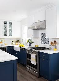 However, consider contrasting deep colors with bright whites. White And Blue Kitchen Colors Transitional Kitchen