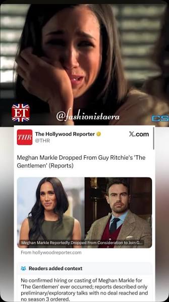 This is the most hilarious outcome of the announcement about Meghan Markle  being in the TV show The Gentlemen.👀, I’m guessing she hasn’t even been in  any talks, and the story is literally ending in 24 ...