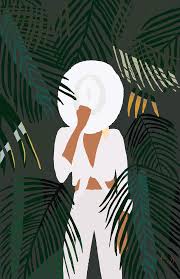 Fashion Illustration Blonde Girl Illustration White Outfit Illustration Hat Illustration Summer Illustration Jungle Vibes Illustration Art Lovers Art Art