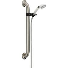 Delta 2 Spray Adjustable Grab Bar Hand Shower In Chrome Grey Grab Bars Delta Faucets Shower Faucet